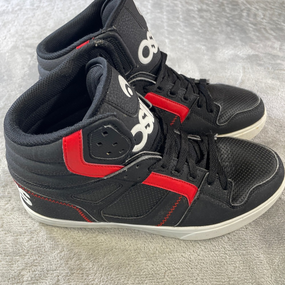 Osiris Clone High Top Skate Shoes Sneakers Mens 9.5 Black Red Streetwear Urban